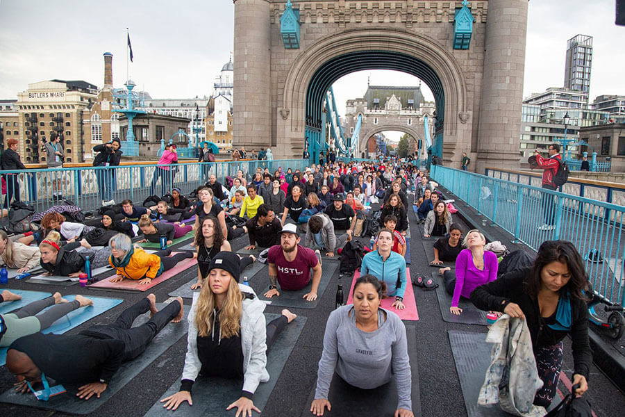 World Car Free Day 2021: yoga classes on London Tower Bridge 